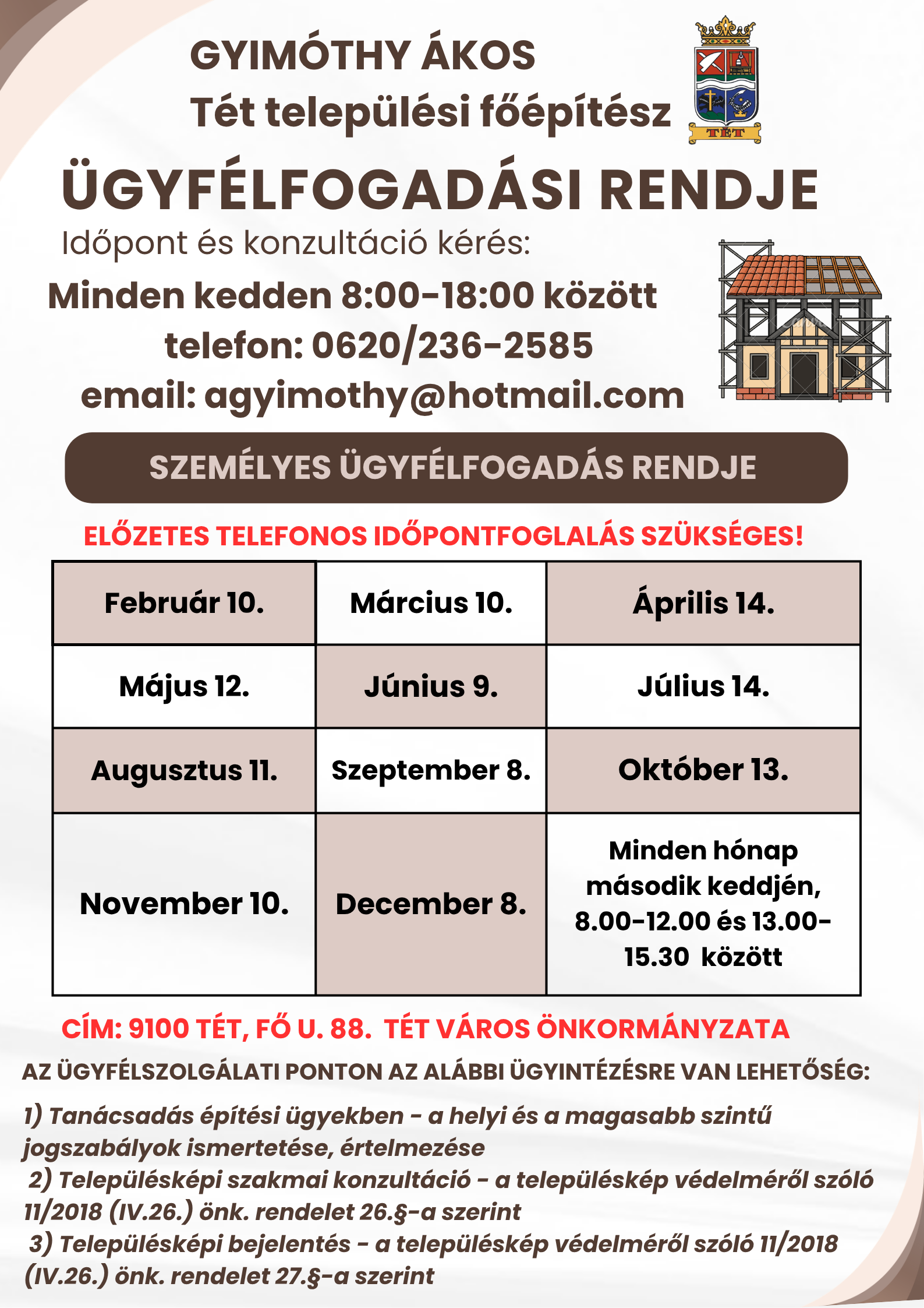 Főépítész ügyfélfogadása